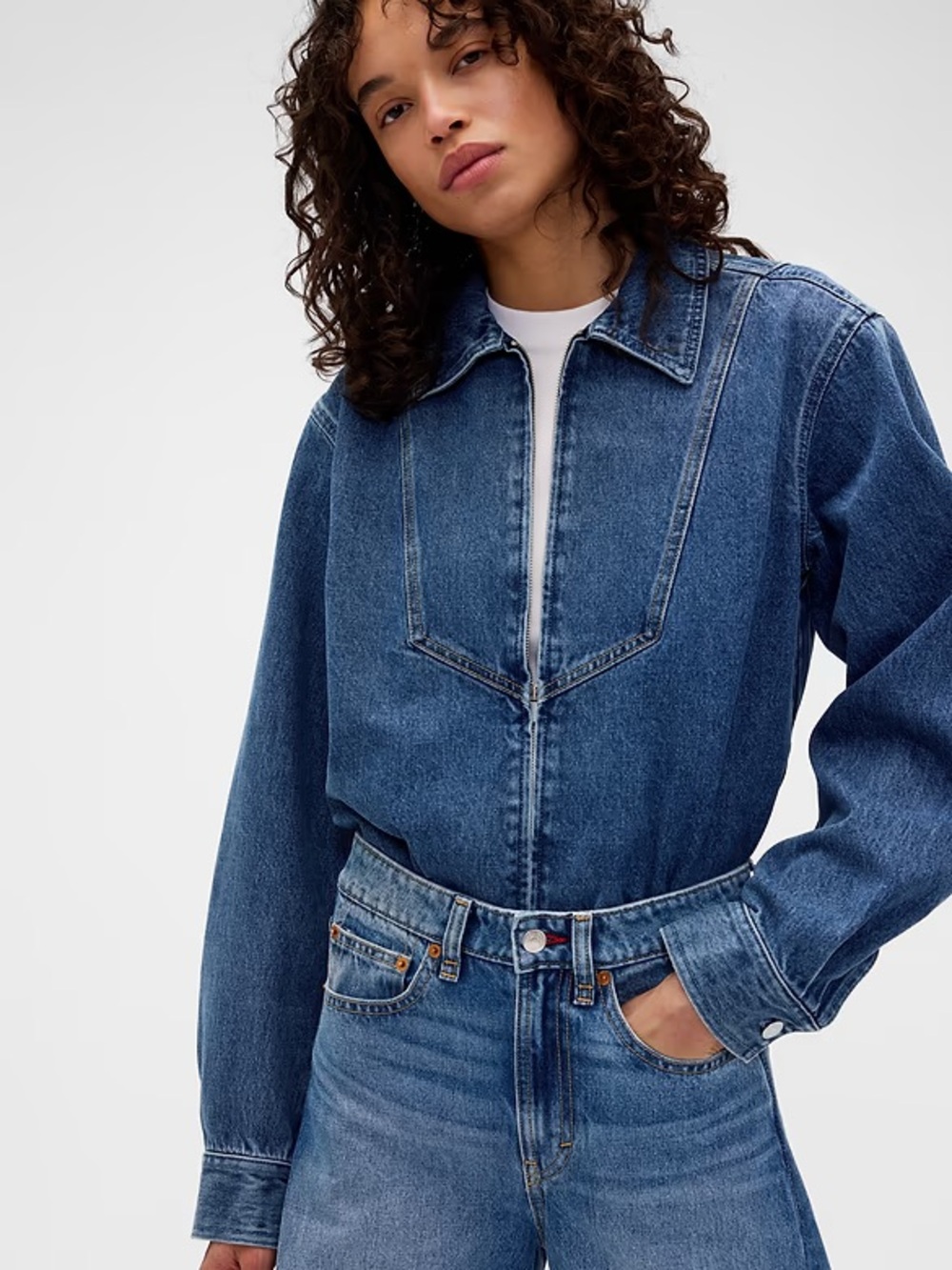 NWT GAP X Victoria Beckham Denim zip shirt Jacket Sz XS